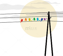 电线杆五彩矢量