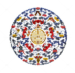 清朝诰命补服图案五福临门