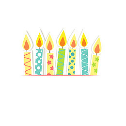 彩色花纹蜡烛生日贺卡矢量素材