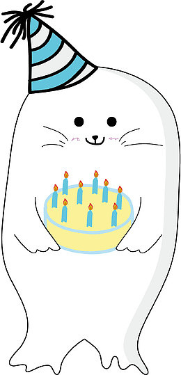 矢量可爱生日海豹