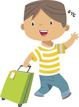 小男孩挥手说再见