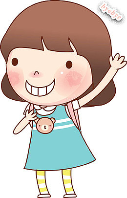 挥手再见卡通女孩