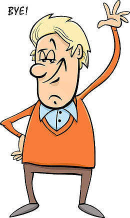 卡通挥手微笑再见