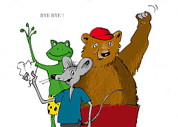 卡通插图动物挥手goodbye