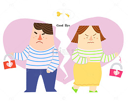 卡通插图分手goodbye