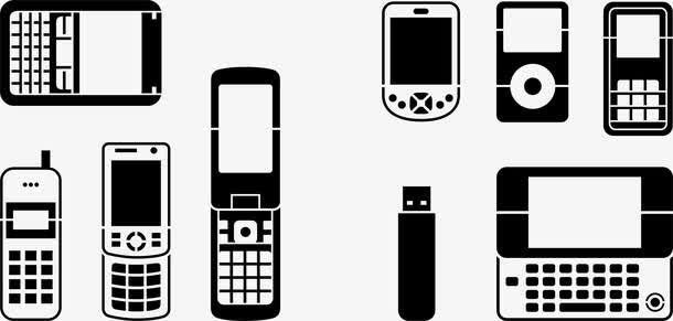 各种手机黑色线稿矢量图素材免费下载_觅元素