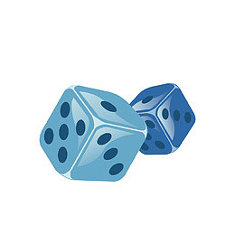 蓝色矢量麻将色子