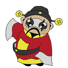 手绘京剧红衣金钱帽人物完成