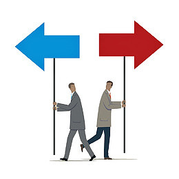 拿着箭头的两个人