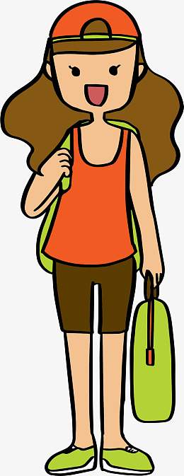 卡通手绘女游客
