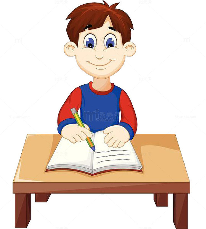认真听课写字的男子