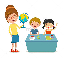 地理课上学习的小孩