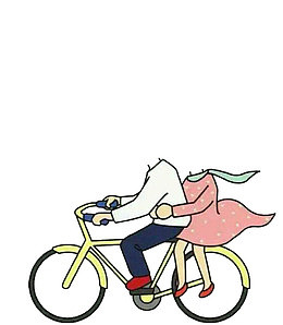 骑着自行车的情侣