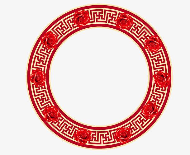 中国风红色圆框