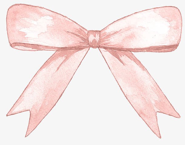 手绘水彩粉色蝴蝶结