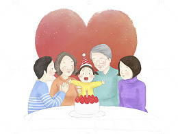 手绘一家人