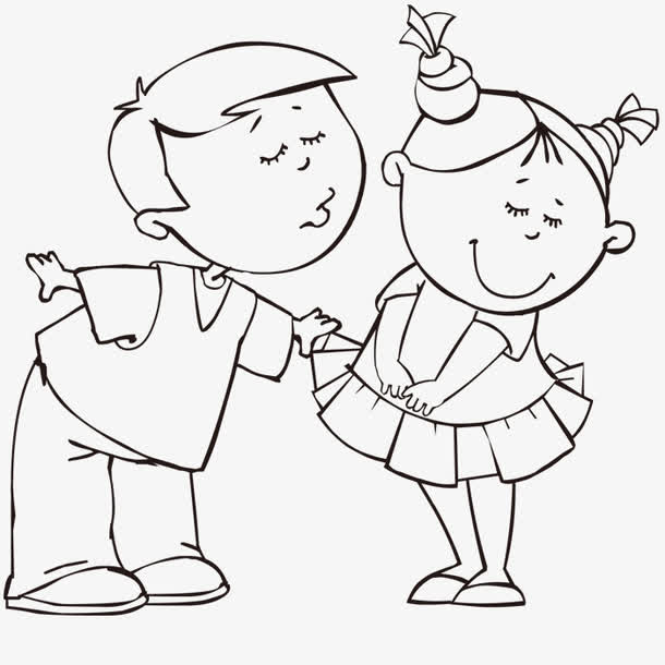 手绘线条卡通情侣