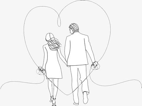 情侣背影人物插画png手绘人物插图骑自行车的情侣背影png手绘古装情侣