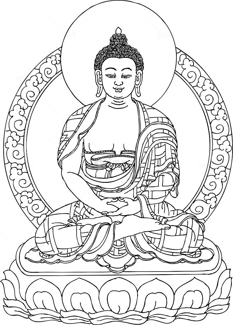 线描黑白佛菩萨
