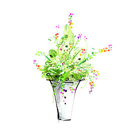 一盆花手绘