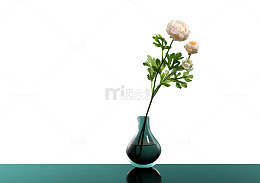 绿色玻璃花卉摆件
