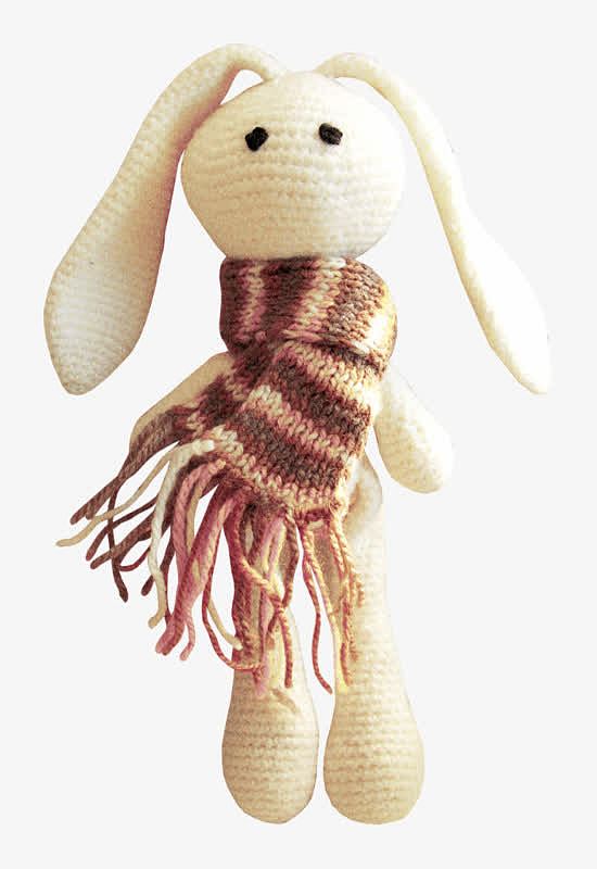 戴围巾的兔子毛绒玩具