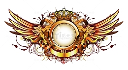 金色皇冠翅膀外框