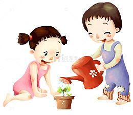 浇花的小孩