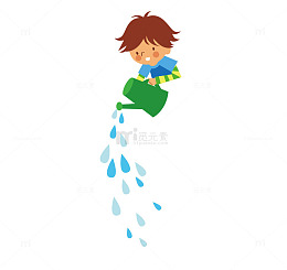 矢量浇水的小男孩
