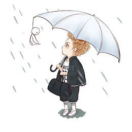 雨中的男孩