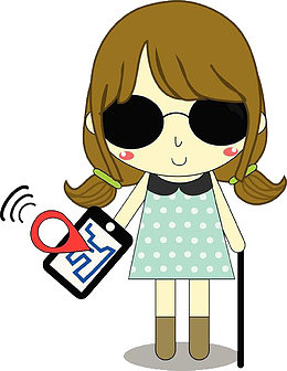 拿着平板导航的盲人
