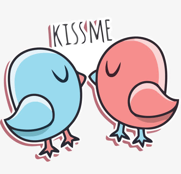 矢量亲嘴的小鸟素材