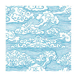 海浪蓝色如意云纹