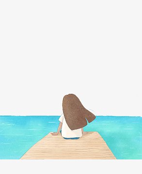 海边孤单的背影