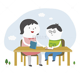 卡通装饰热心辅导学生插图