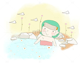 春日泡日本温泉图片素材