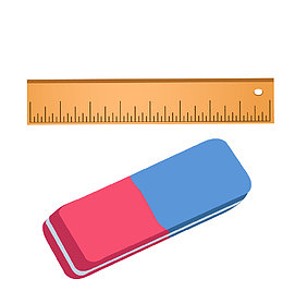 文具盒与直尺矢量图