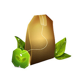 卡通棕色茶包素材背景