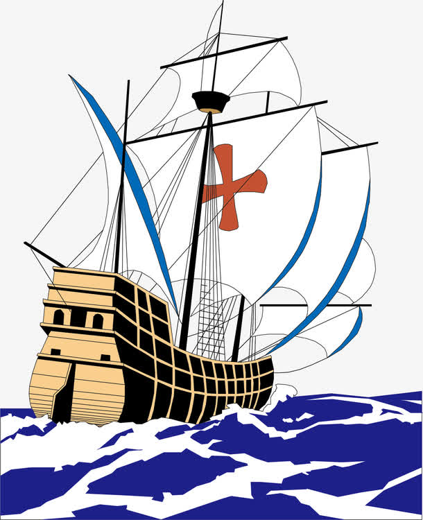 大海中航行的帆船矢量