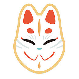 简易手绘风格日式狐狸面具图形