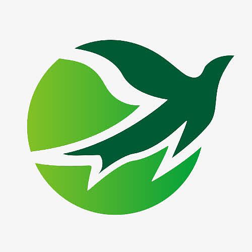 绿色圆形飞翔的燕子图标
