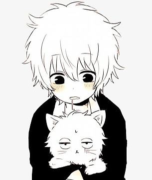 动漫抱猫男生素材