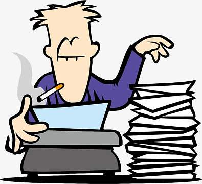 手绘卡通工作中男白领