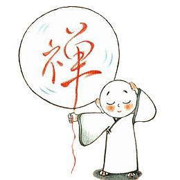 手绘拿着气球的小和尚