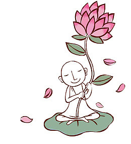 手拿莲花的小和尚