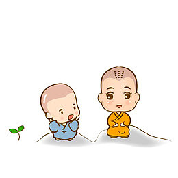 手绘小和尚和师兄