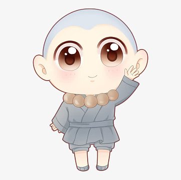 手绘招手的小和尚png佛教小沙弥jpg西藏佛教僧人jpg手绘拿着气球的小