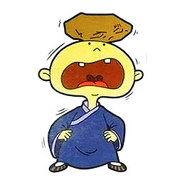 手绘顶石头的小和尚