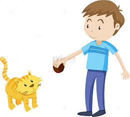 男孩和猫咪