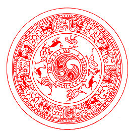 红色汉代花纹